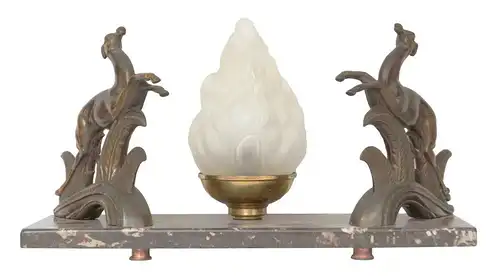 Art Déco Skulpturen Lampe Tischlampe "GOLDEN DEERS" Hirsch 1930 Leuchte