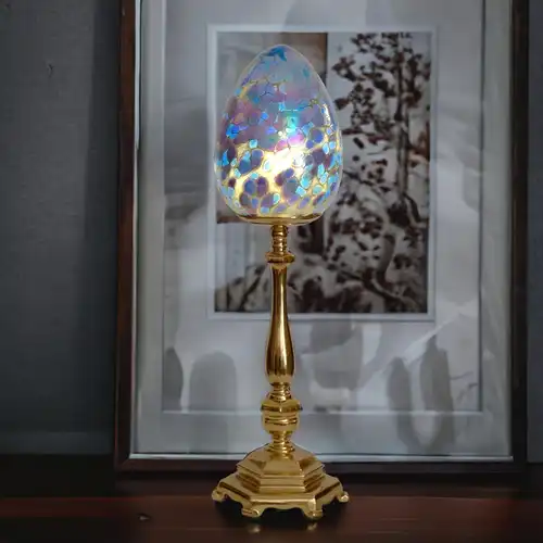 Art Deco Jugendstil Lampe Tischleuchte "DEEP BLUE" Messinglampe Einzelstück