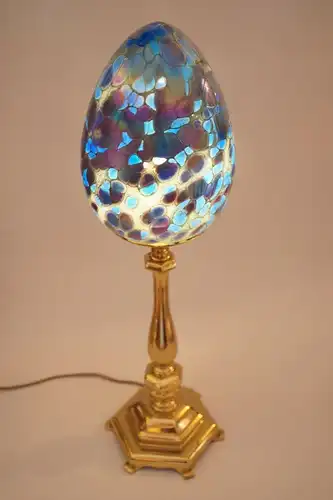 Art Deco Jugendstil Lampe Tischleuchte "DEEP BLUE" Messinglampe Einzelstück