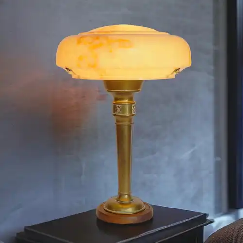 Art Deco Lampe Tischleuchte "CRISP DISC" Messinglampe Einzelstück Unikat