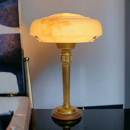 Art Deco Lampe Tischleuchte "CRISP DISC" Messinglampe Einzelstück Unikat
