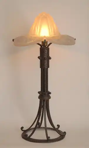Art Deco Tischlampe 1920 Einzelstück Schmiedeeisen