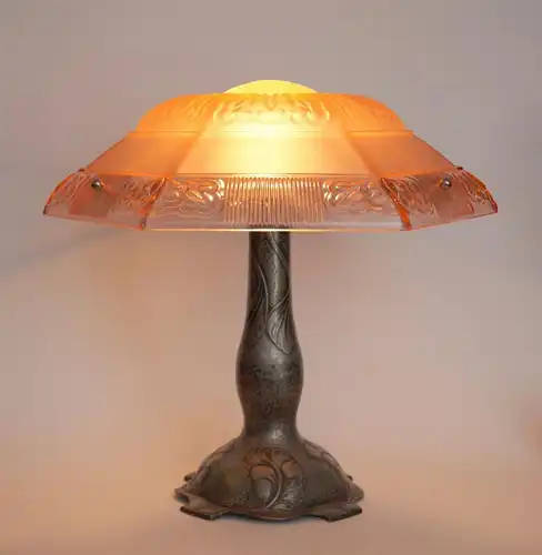 Art Déco Jugendstil Lampe Leuchte "COZY FLAME" Unikat Sammlerstück Tischlampe