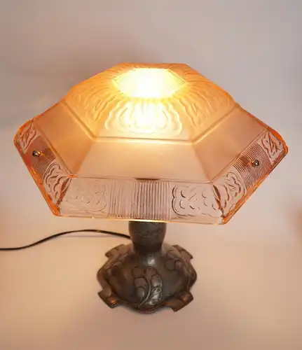 Art Déco Jugendstil Lampe Leuchte "COZY FLAME" Unikat Sammlerstück Tischlampe