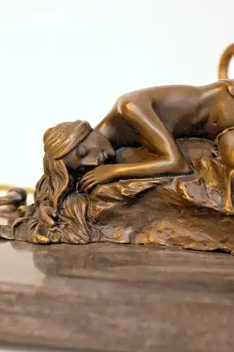 Jugendstil Art Déco Lampe Schreibtischleuchte "SLEEPING BEAUTY" Bronze Unikat