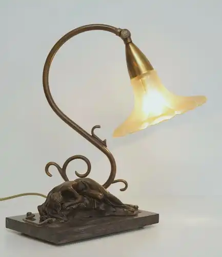 Jugendstil Art Déco Lampe Schreibtischleuchte "SLEEPING BEAUTY" Bronze Unikat