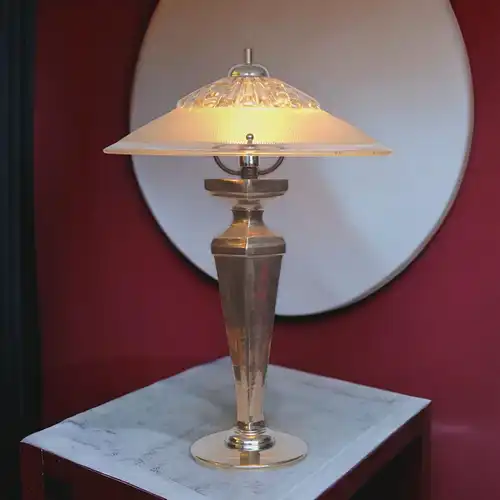 Art Deco Schreibtischleuchte "GORDON" vernickelt Chrom Einzelstück