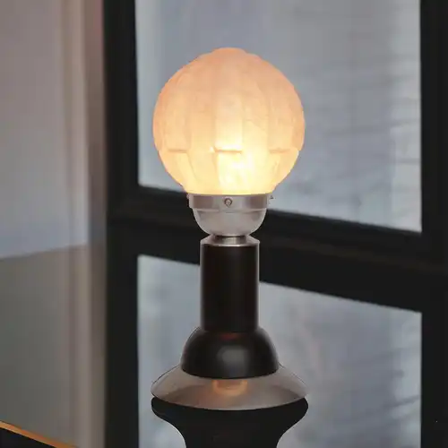Art Deco Design Tischleuchte "RIGA" Bankerlampe Schreibtischleuchte Chrom Lampe