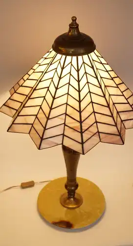 Große Jugendstil Tiffany Bodenleuchte Tischlampe Stehlampe 79 cm Messinglampe