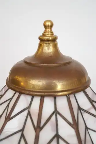 Große Jugendstil Tiffany Bodenleuchte Tischlampe Stehlampe 79 cm Messinglampe