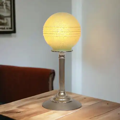 Art Deco Tischlampe "MOON" antikes Opalglas Schreibtischlampe zierlich Leuchte