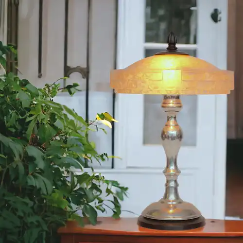 Art Deco Tischlampe "UNIQUE" antikes Opalglas Schreibtischlampe zierliche