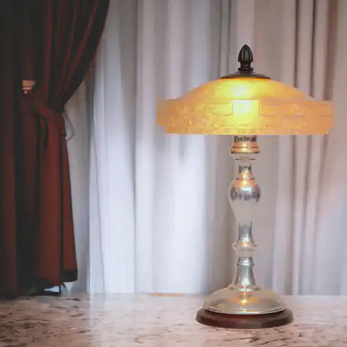 Art Deco Tischlampe "UNIQUE" antikes Opalglas Schreibtischlampe zierliche