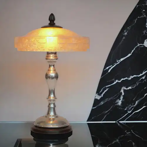 Art Deco Tischlampe "UNIQUE" antikes Opalglas Schreibtischlampe zierliche