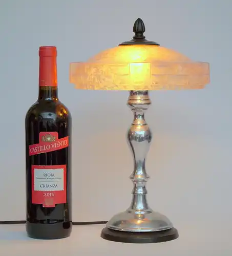 Art Deco Tischlampe "UNIQUE" antikes Opalglas Schreibtischlampe zierliche