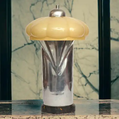 Art Deco Tischlampe "SIRIUS" Unikat Tischleuchte zierlich antikes Opalglas