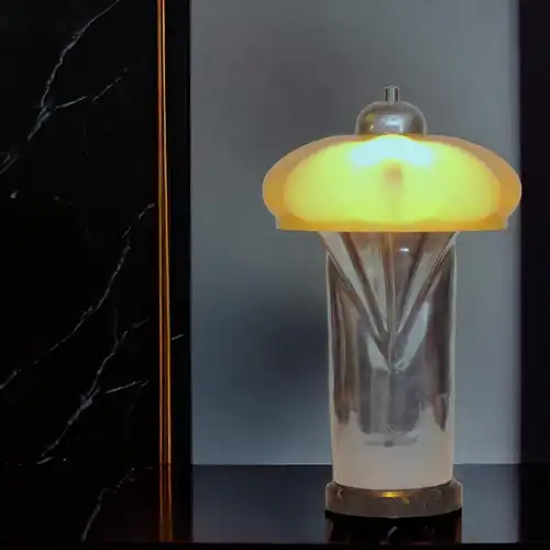 Art Deco Tischlampe "SIRIUS" Unikat Tischleuchte zierlich antikes Opalglas