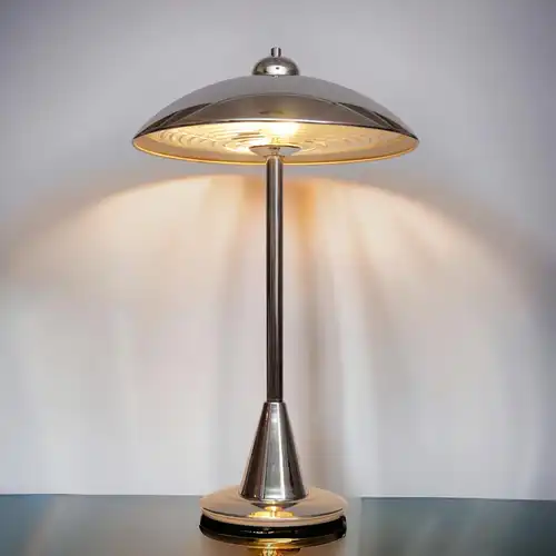 Chrom Bauhaus Schreibtischlampe "SILVER SURFER" Midcenturymodern Leuchte Unikat