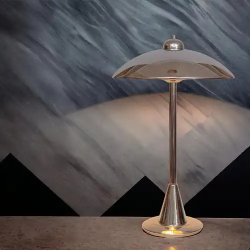 Chrom Bauhaus Schreibtischlampe "SILVER SURFER" Midcenturymodern Leuchte Unikat