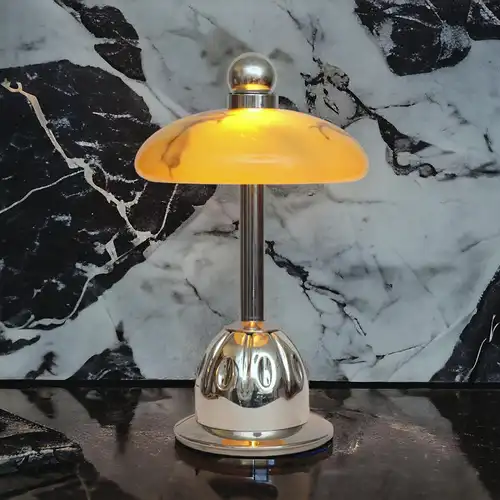 Chrom Art Deco Lampe "SILVER MOON" Unikat Schreibtischleuchte Lampe Berliner