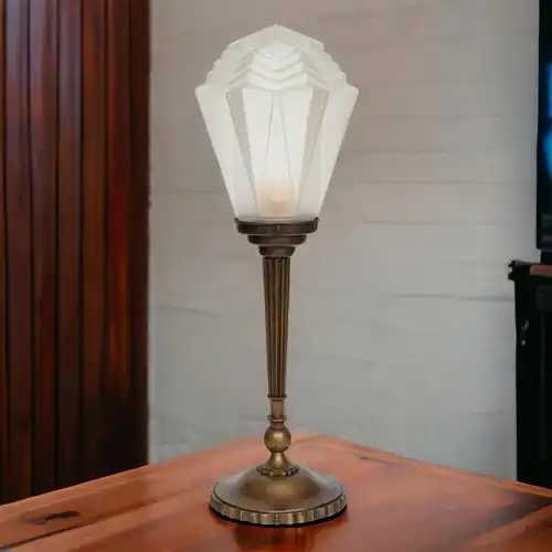 Art Deco Tischleuchte "WESTERN UNION" Schreibtisch Messinglampe 1920