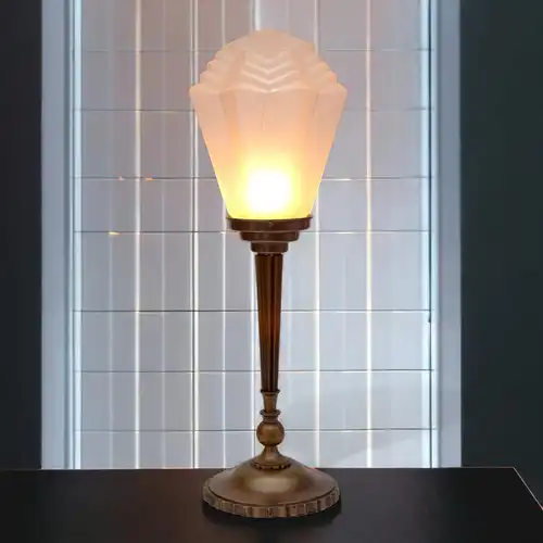 Art Deco Tischleuchte "WESTERN UNION" Schreibtisch Messinglampe 1920
