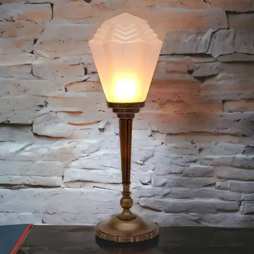 Art Deco Tischleuchte "WESTERN UNION" Schreibtisch Messinglampe 1920