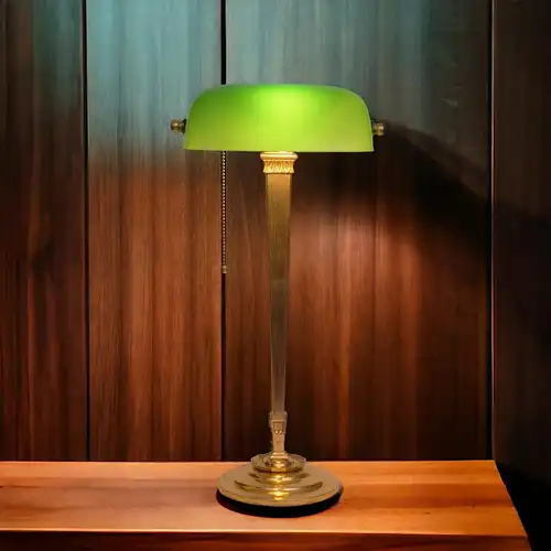 Art Deco Messinglampe "BERLINER" Bankerleuchte Unikat Schreibtisch Einzelstück
