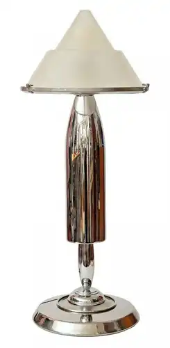 Design Lampe Tischleuchte "SILVER TURBINE" Art Déco Retro Mid Century Unikat