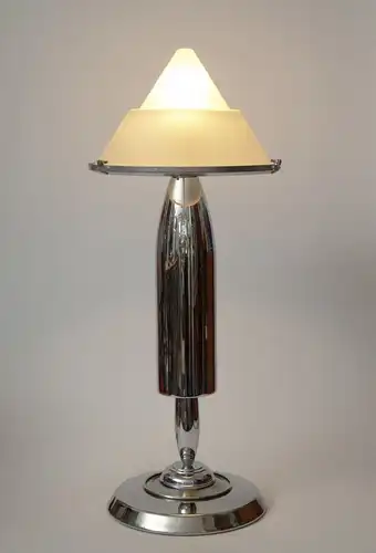 Design Lampe Tischleuchte "SILVER TURBINE" Art Déco Retro Mid Century Unikat