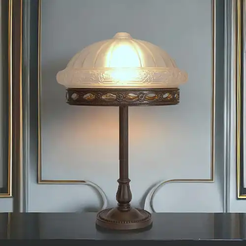Art Deco Lampe Schreibtisch Leuchte "GERMANIA" 1920 Messingleuchte original