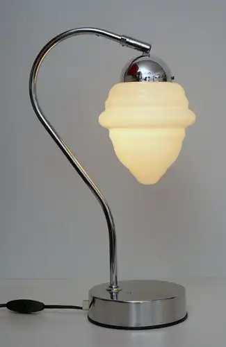 Unikate Bauhaus Art Déco Schreibtischlampe Chrom Opal 70er Jahre Retro