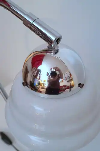 Unikate Bauhaus Art Déco Schreibtischlampe Chrom Opal 70er Jahre Retro