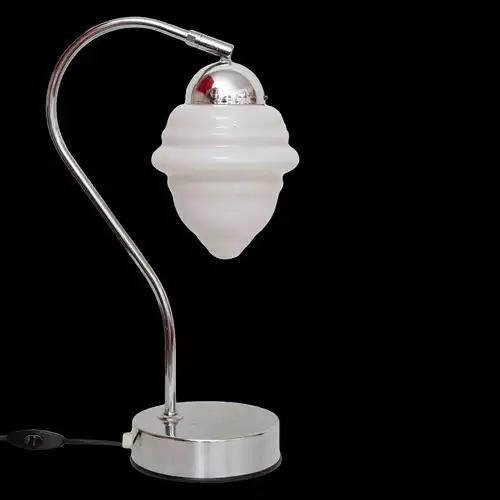 Unikate Bauhaus Art Déco Schreibtischlampe Chrom Opal 70er Jahre Retro