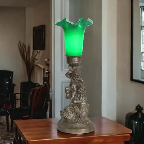 Tolle Jugendstil Tischleuchte "ANGEL FISH"  Unikat Tischlampe Einzelstück