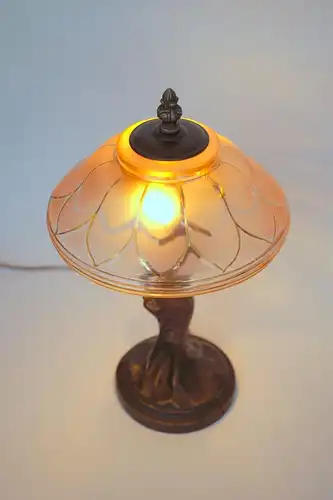 Jugendstil Figurenlampe "FLORENCE" Tischleuchte Messinglampe Unikat Einzelstück