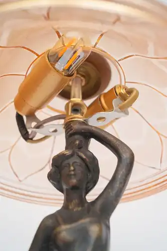 Jugendstil Figurenlampe "FLORENCE" Tischleuchte Messinglampe Unikat Einzelstück