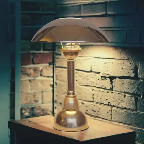 Bauhaus Art Deco Schreibtischlampe "CHEMNITZ" Opalglas Midcenturymodern
