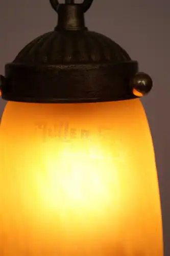 Lampe de table Art Nouveau "FIDDLERS GARDEN" Unikat Muller Frees Luneville sign.