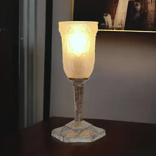 Lampe de table originale Art Déco "LUNEVILLE STAR" 1920 nickelée lampe table de chevet