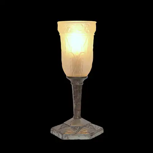 Original Art Deco Tischlampe "LUNEVILLE STAR" 1920 vernickelt Nachttisch Lampe