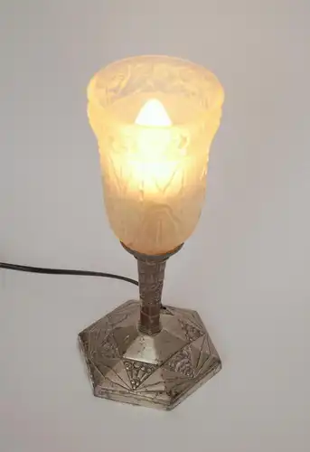 Lampe de table originale Art Déco "LUNEVILLE STAR" 1920 nickelée lampe table de chevet