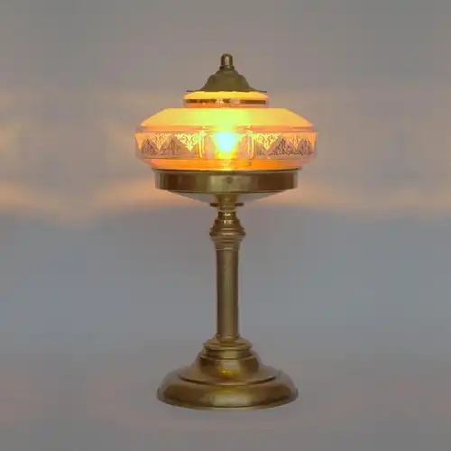 Jugendstil Art Deco Tischleuchte "RUBINSTEIN" Unikat Messinglampe Lampe