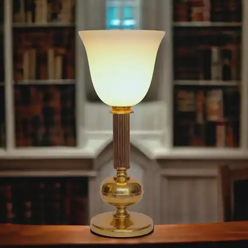 Klassische Art Deco Schreibtischlampe "WISMAR" Opalglas Midcenturymodern Unikat