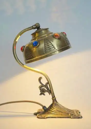 Jugendstil Lampe Tischleuchte "GOLDEN SWING" Unikat Messing Leuchte