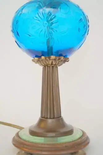 Jugendstil Lampe Design Tischleuchte "BLUE MOON" Einzelstück Schreibtischlampe