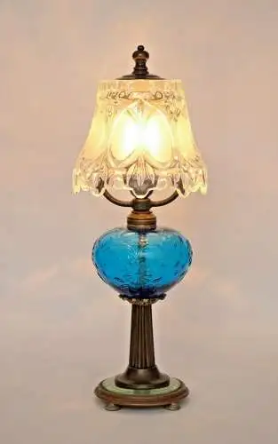 Jugendstil Lampe Design Tischleuchte "BLUE MOON" Einzelstück Schreibtischlampe