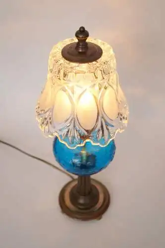 Jugendstil Lampe Design Tischleuchte "BLUE MOON" Einzelstück Schreibtischlampe