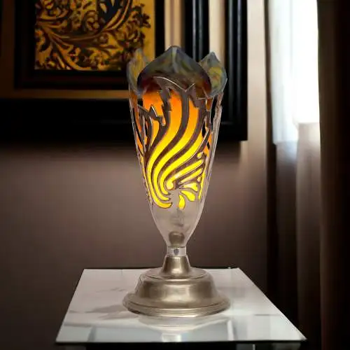 Art Deco Tischleuchte "MARBLE FLOWERS" Einzelstück Unikat Messinglampe Lampe