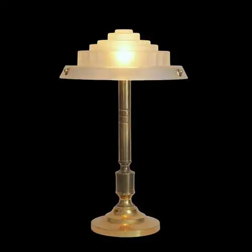 Art Deco Lampe Schreibtischleuchte "GOLDEN STAIRS" Unikat Messinglampe Leuchte